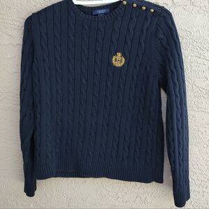 Chaps Ralph Lauren Cable Knit Cotton Sweater With Logo